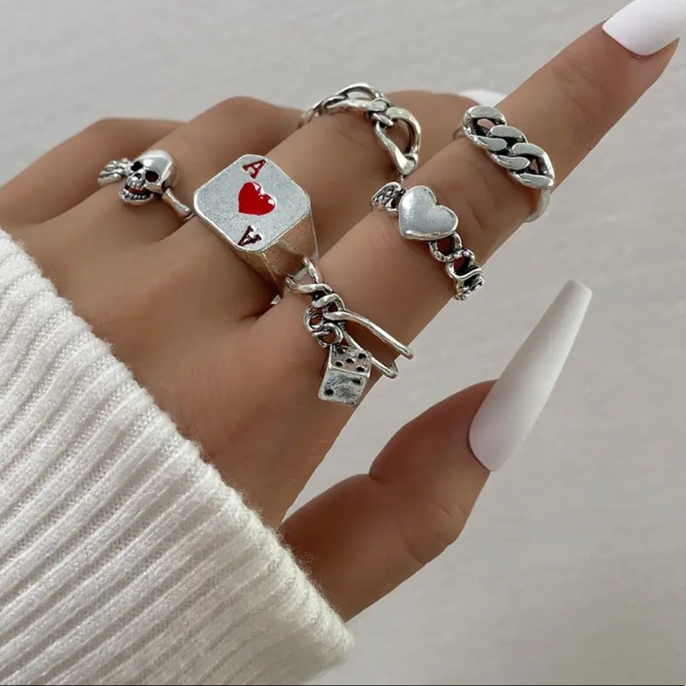Gothic Silver Color Ring Set